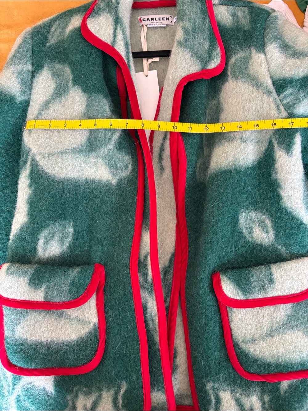 Carleen Green & Cream Fleece Jacket with Red Trim - Picture 15 of 15